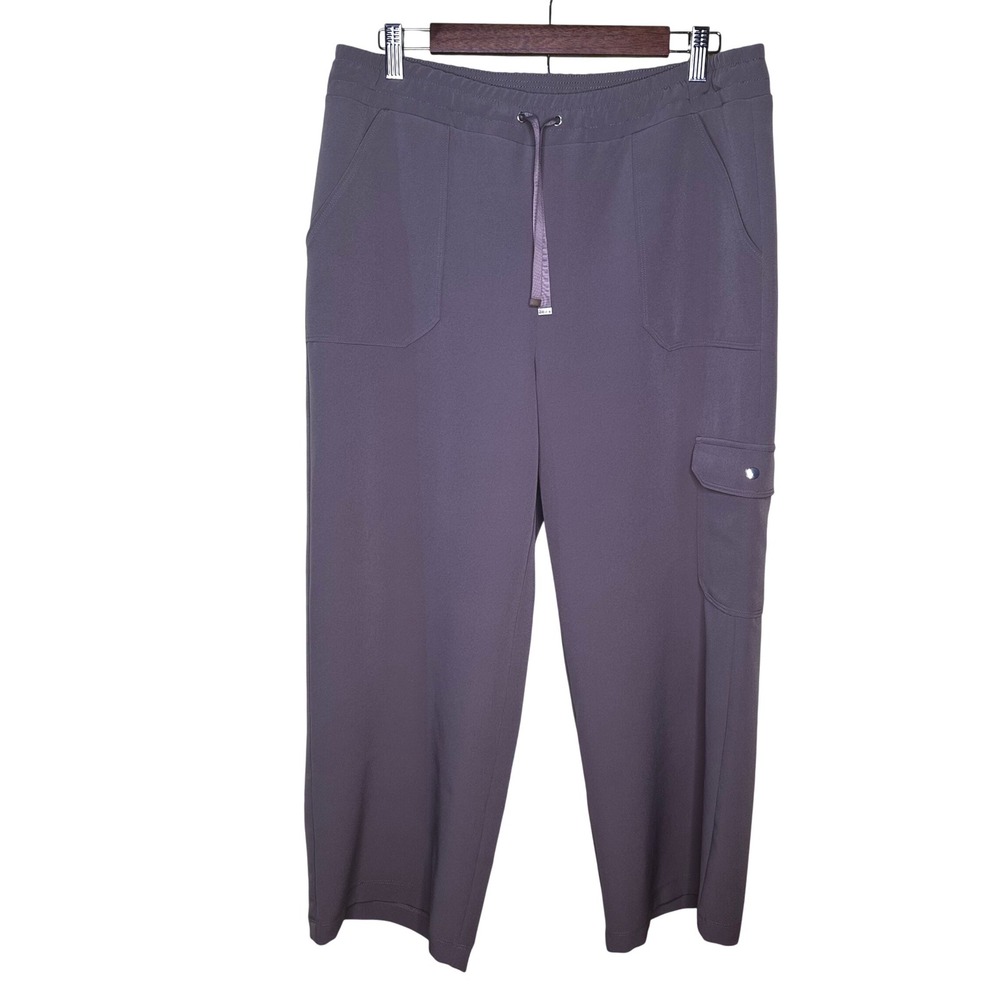 Weekends by Chicos Gray Cargo Cropped Pants Drawstring Size 2 570357966